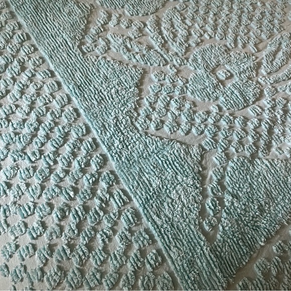 Vintage cotton Pastel mint aqua chenille bedspread full/double - Picture 5 of 6